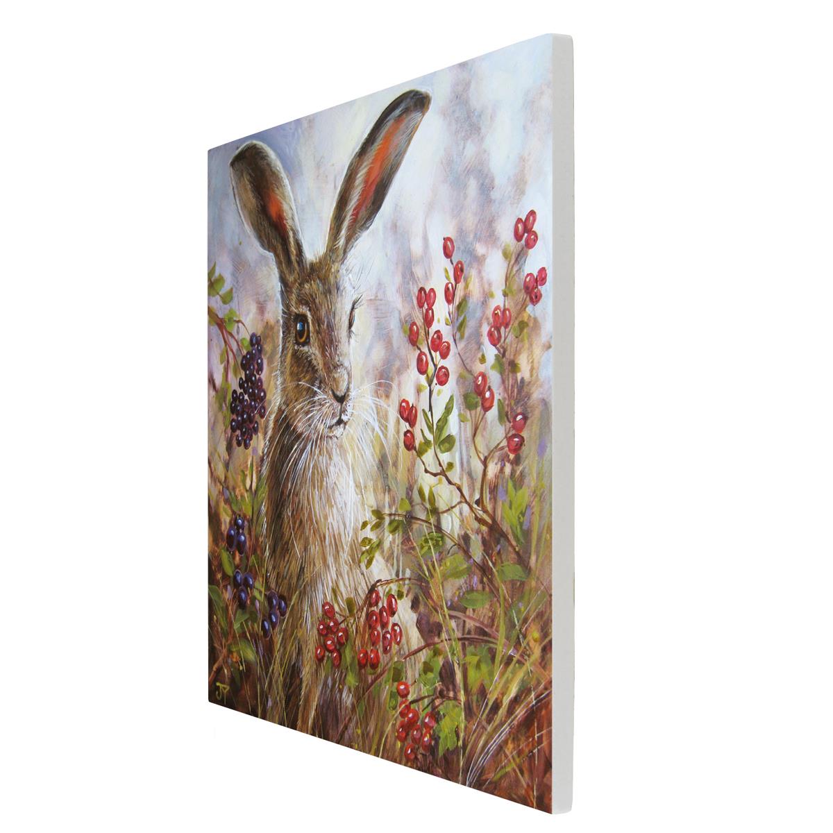 Judith Yates AUTUMN MISTS HARE Ceramic Art Tile 20x20 cm Wall Decor - Gift Boxed-Osiris Craftworks