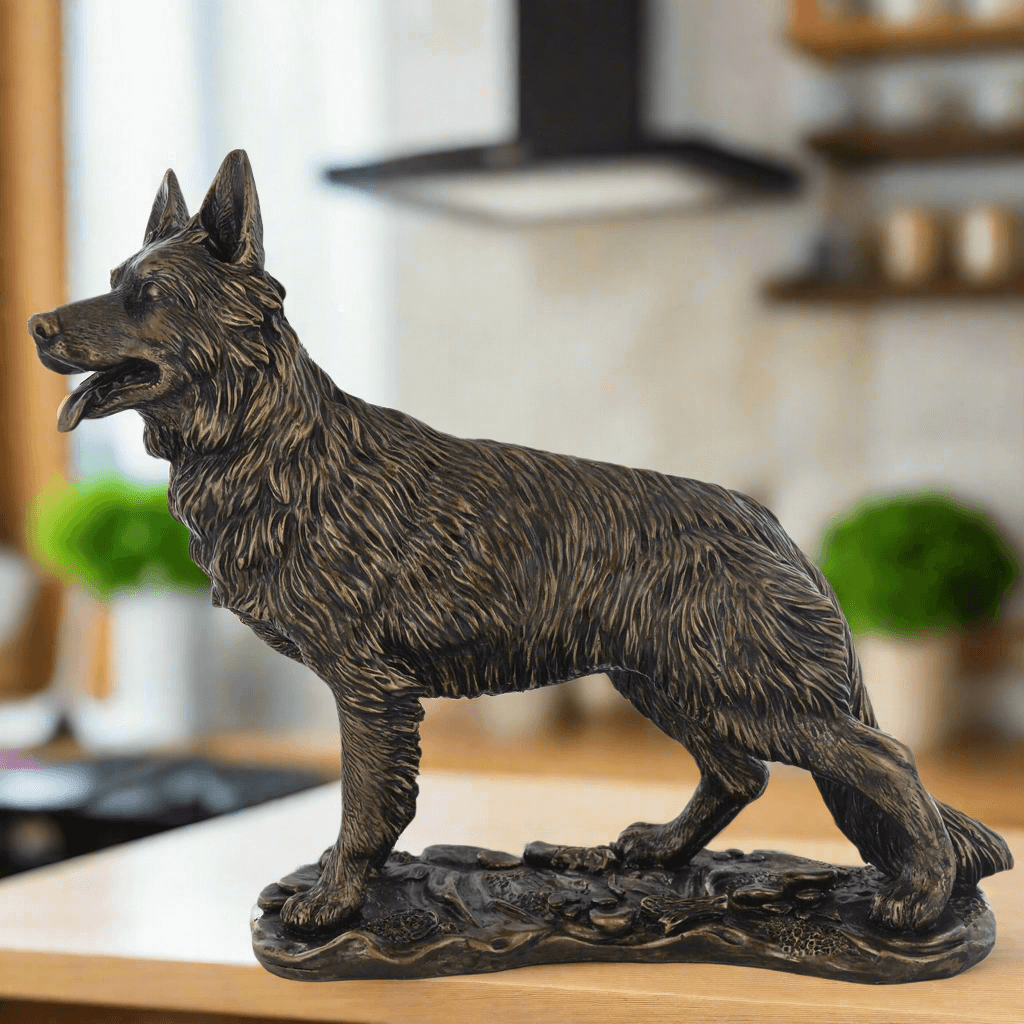 Elegant German Shepherd Bronze Effect Dog Sculpture - Resin Figurine for Home Decor | Collectible Shepherd Statue by R. Sefton