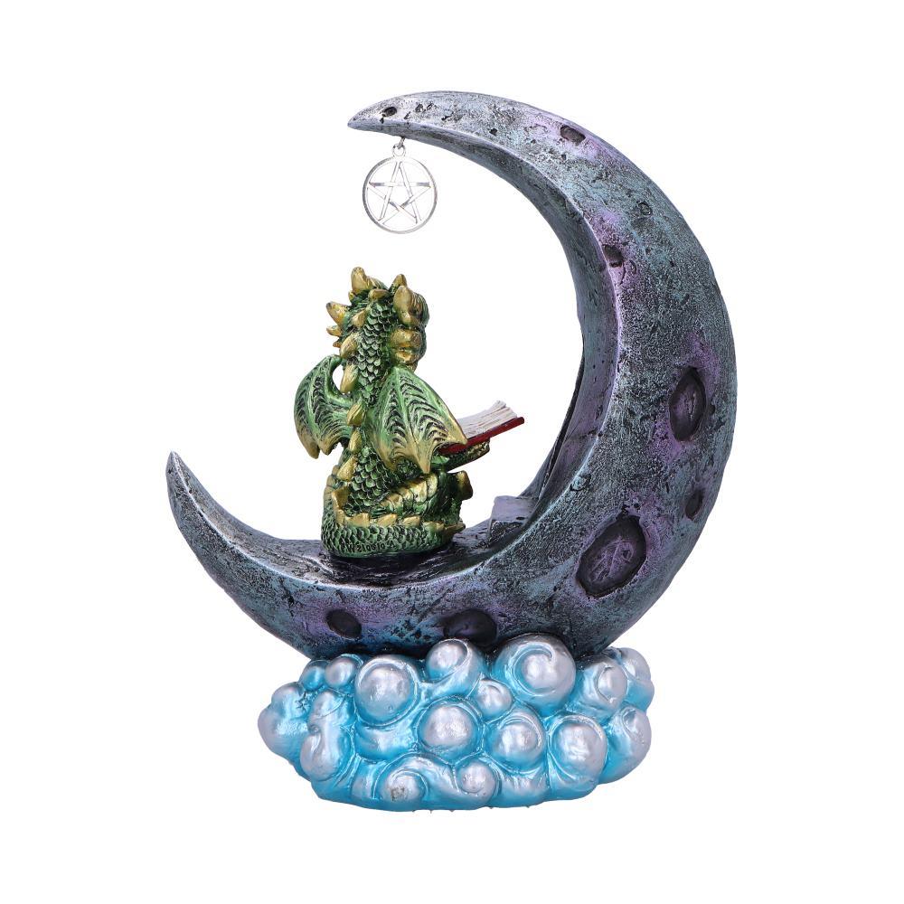 Mystical Green Dragon on Crescent Moon – LED Figurine Gothic Fantasy Decor