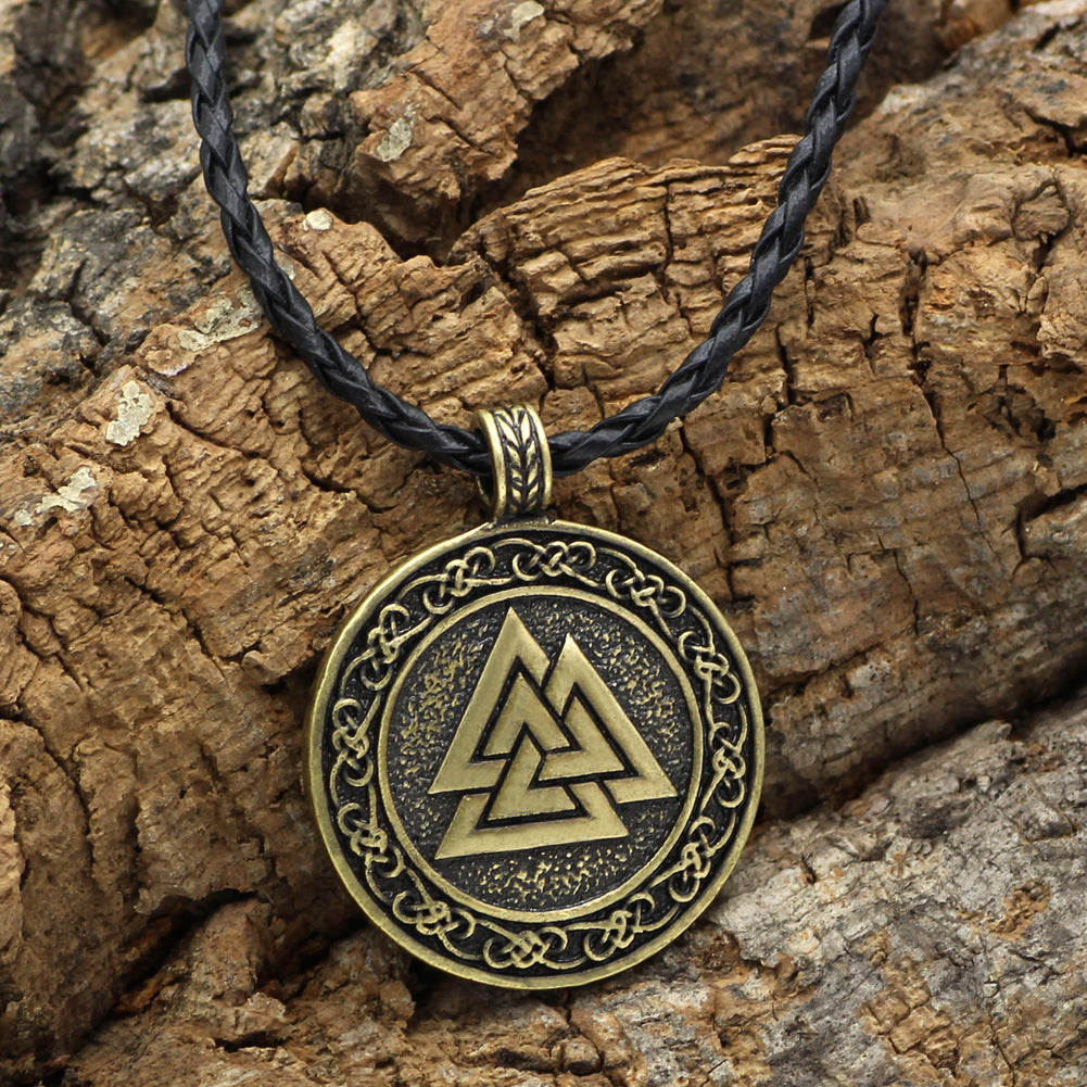 Men Ethnic Viking Warrior Scandinavian Amulet Valknut Odin's Symbol Of Norse Runes Necklace