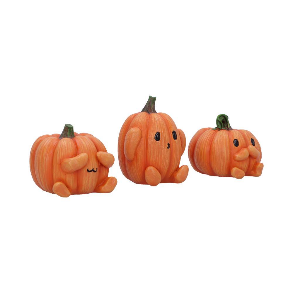 Pumpkin Statue Set  See No, Speak No Hear No Figurines Gothic Halloween Decor