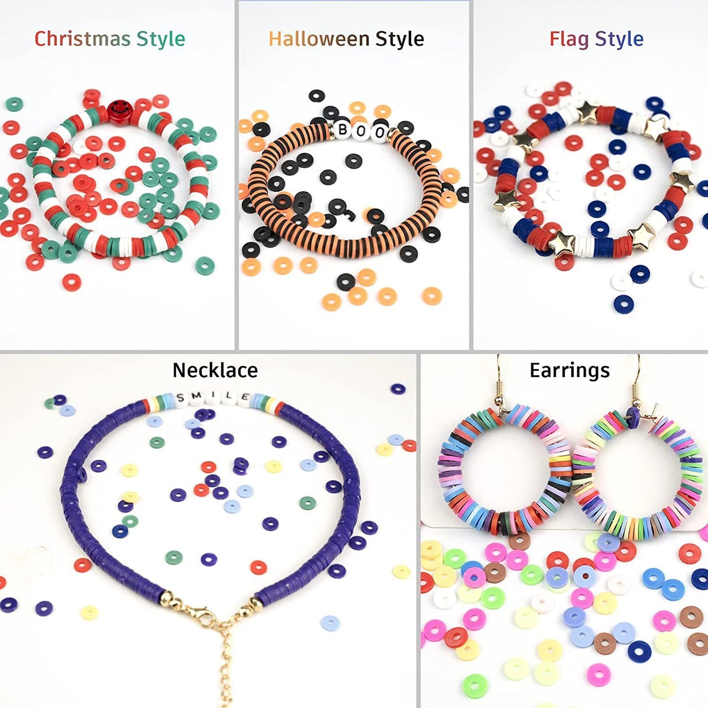 6000 PCs Clay Beads Suit Polymer Clay Tube Piece Beaded DIY Handmade Bracelet Necklace Ornament Bohemian Style