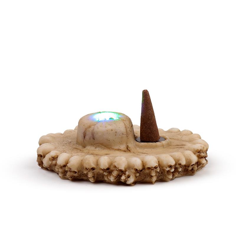 Hooded Grim Reaper Incense Burner | Spooky Gothic Decor | LED Skull Base Ashcatcher