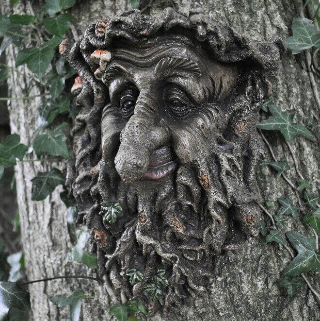 Man Of Forest GreenMan Tree Face Leaf Plaque Wall Garden Ornament New & Boxed