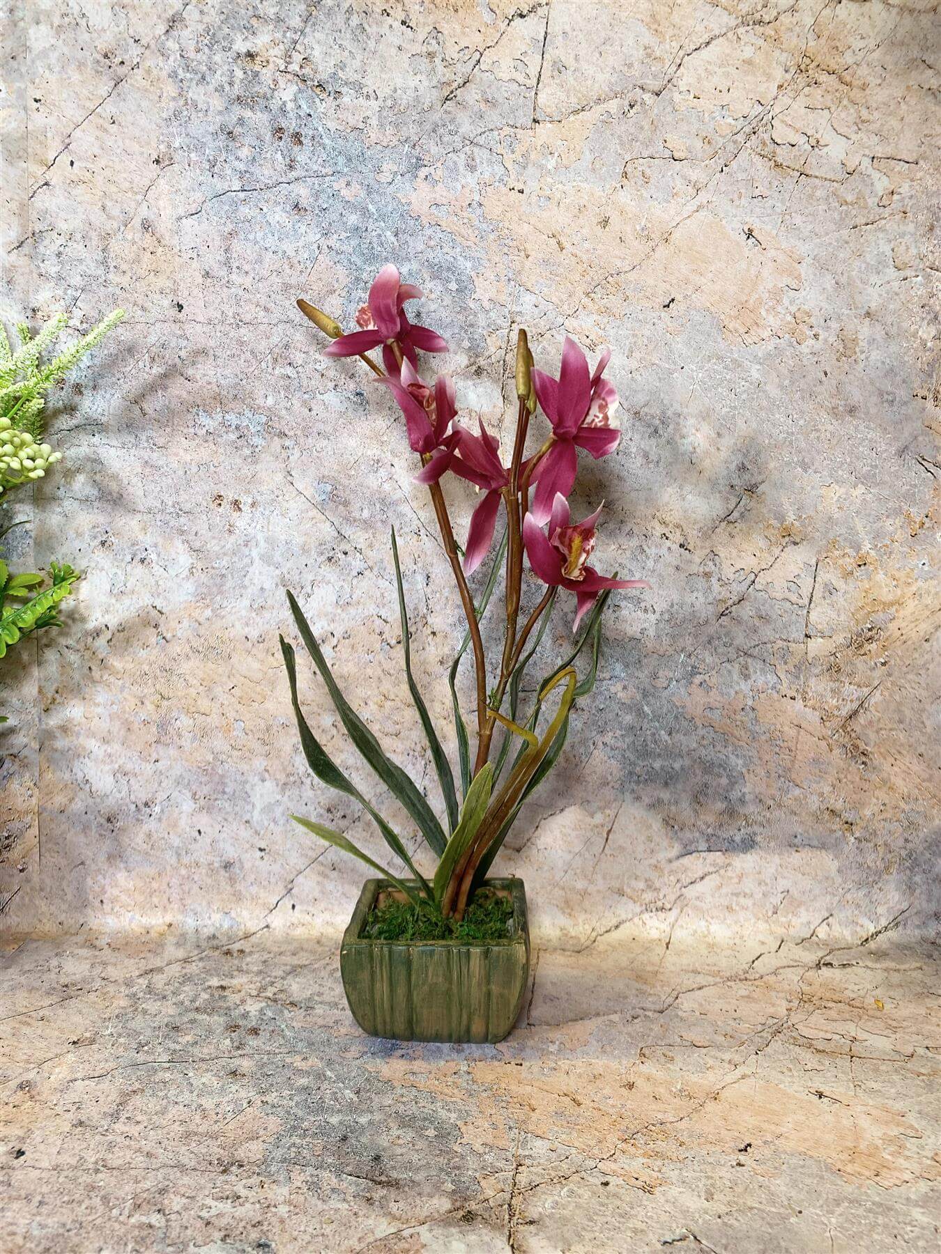 Elegant Artificial Orchids Display in 20 cm Tall Plant Pot - Lifelike Home Decor