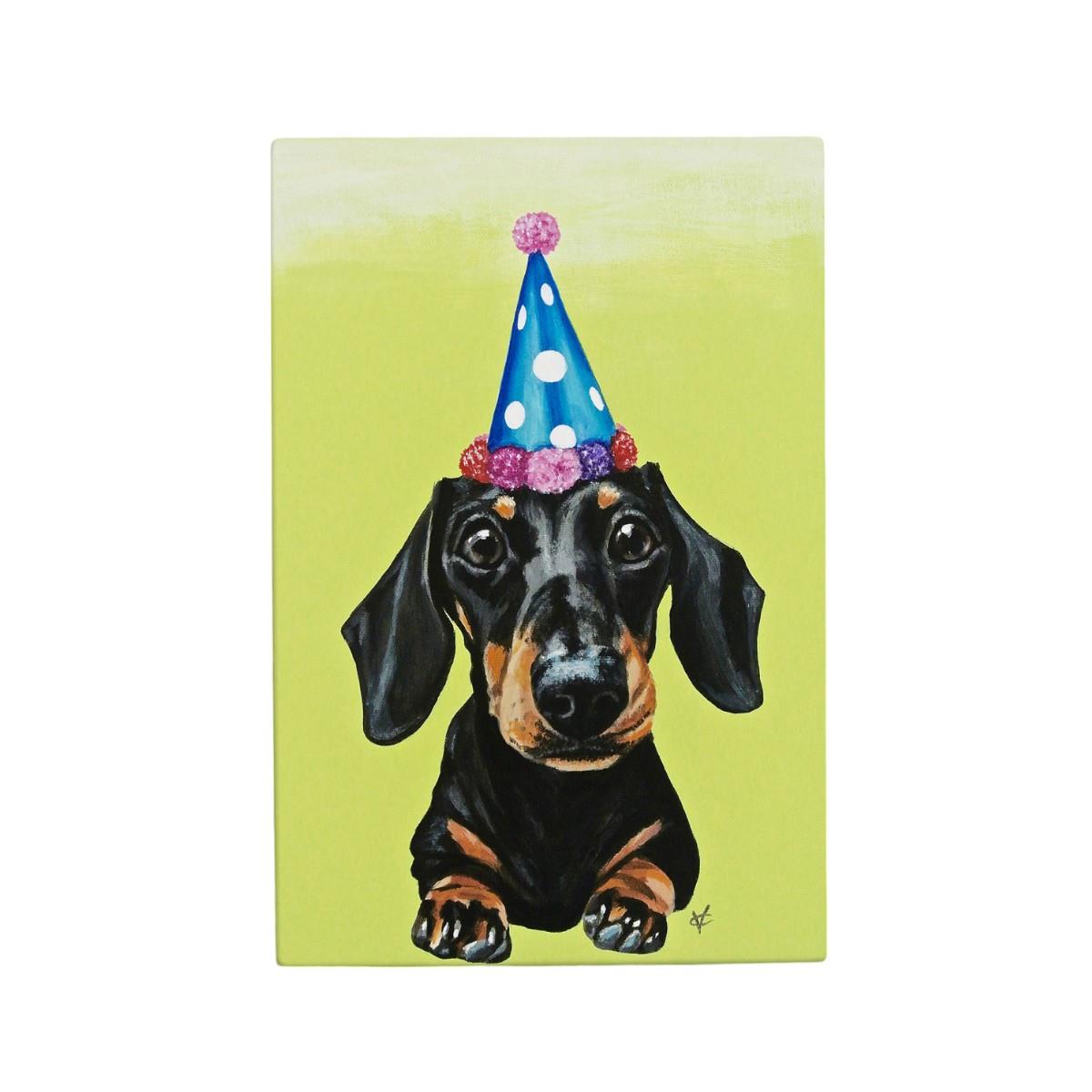 Party Sausage Dachshund Dog Ceramic Art Tile by Victoria Coleman - 20x30cm Ready to Hang, Cute Dog Decor, Gift for Dog Lovers, Fun Animal Wall Art, Pet-Themed Ceramic Tile-Osiris Craftworks