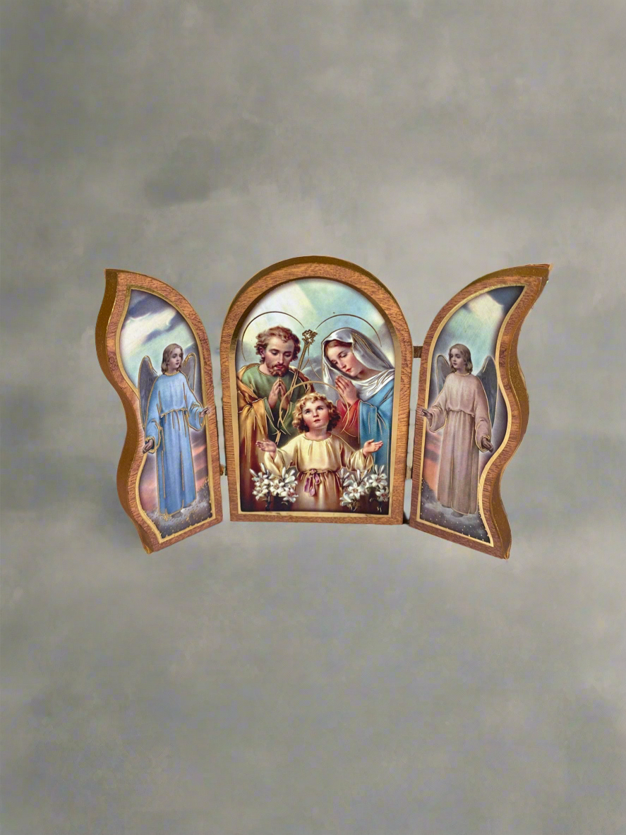 Heilige Familie Klappwand Plaque Religiöse Ornament Triptychon Home Dekoration Geschenk