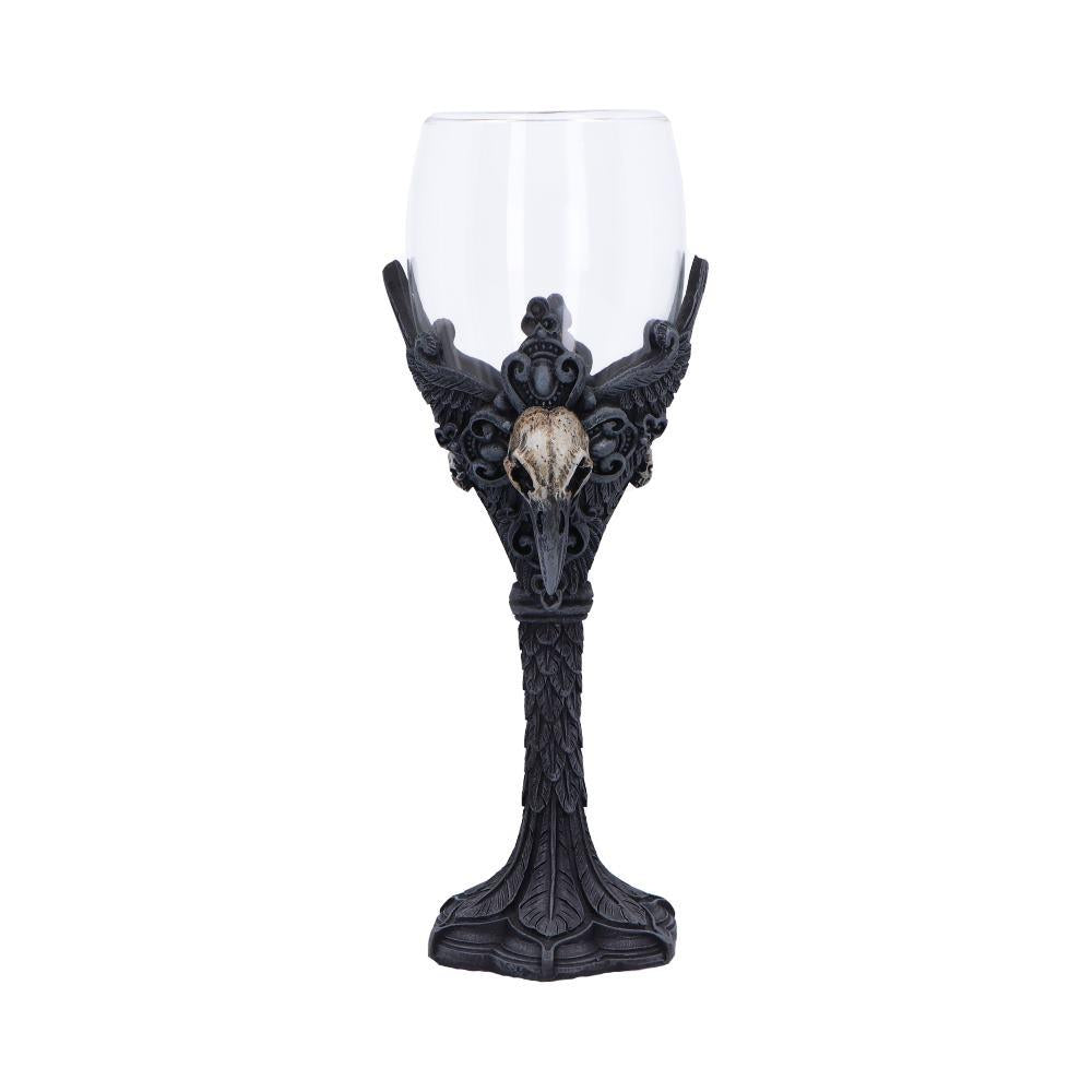 Fantasy Gothic Raven Chalice Goblet Skull Wing Design Drinkware Halloween Gift