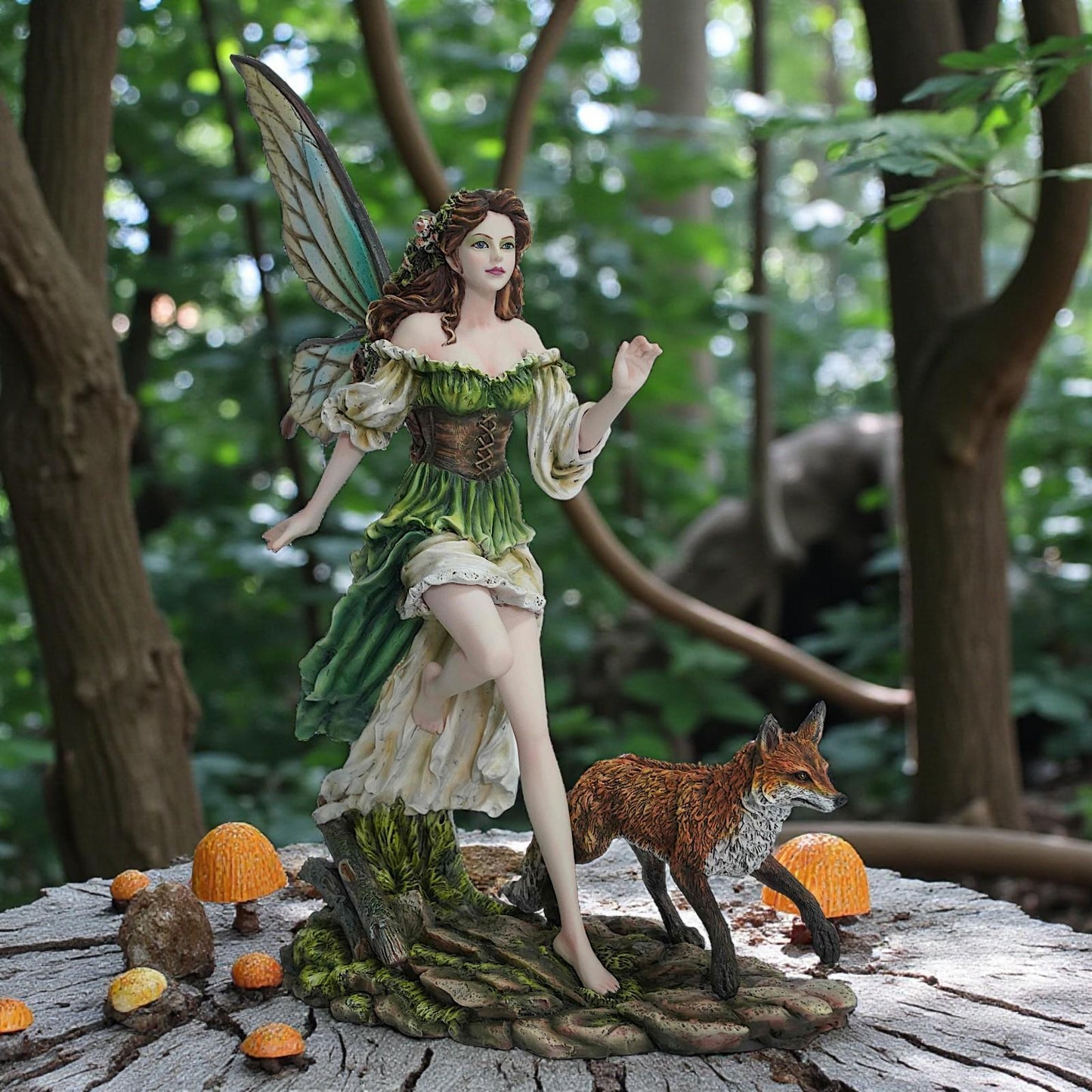 Fantasy Fairy Figurine with Fox Woodland Resin Statue Mythical Ornament 40.5cm