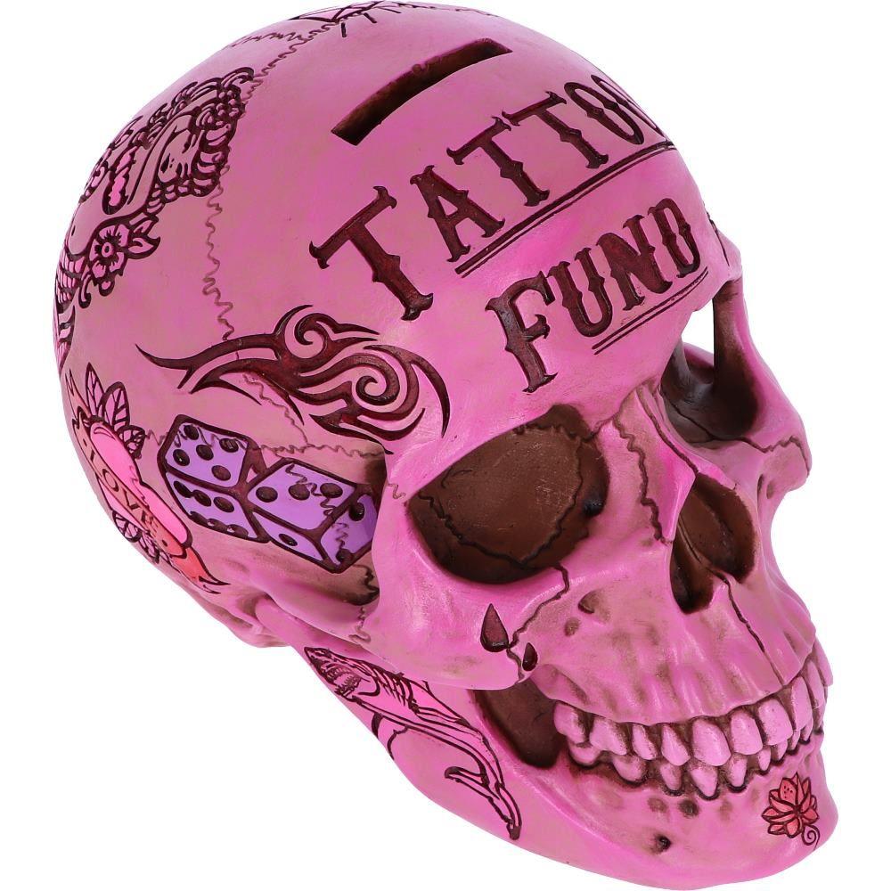 Pink Gothic Tattoo Skull Money Box | Resin Skull Coin Bank | Tattoo Fund Gift Box