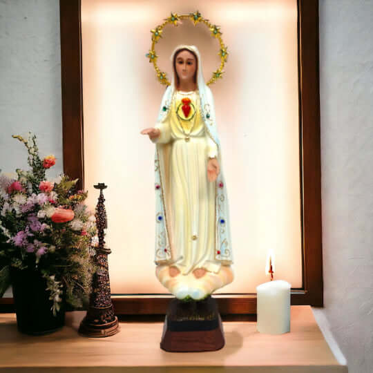 Immaculate Heart of Mary Statue | Sacred Art Resin Figurine | Religious Decor | Blessed Mother | Spiritual Gift | Marian Devotion