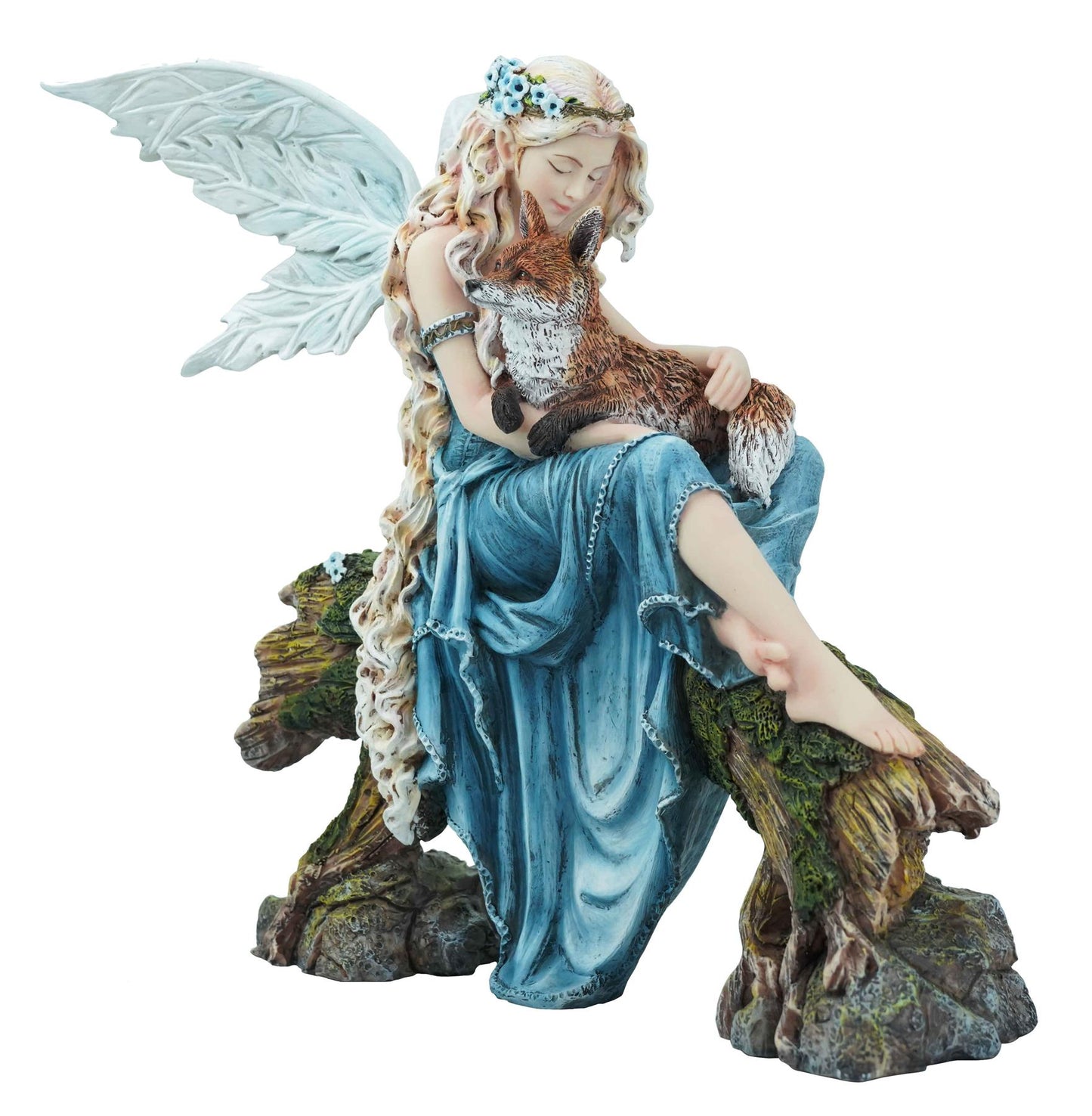 Woodland Fairy Figurine with Fox Fantasy Mythical Resin Statue Home Decor