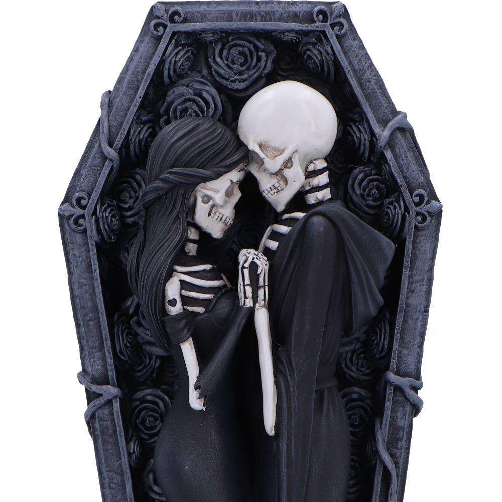 Fantasy Skeleton Couple Figurine Macabre Romantic Gothic Coffin Embrace Statue