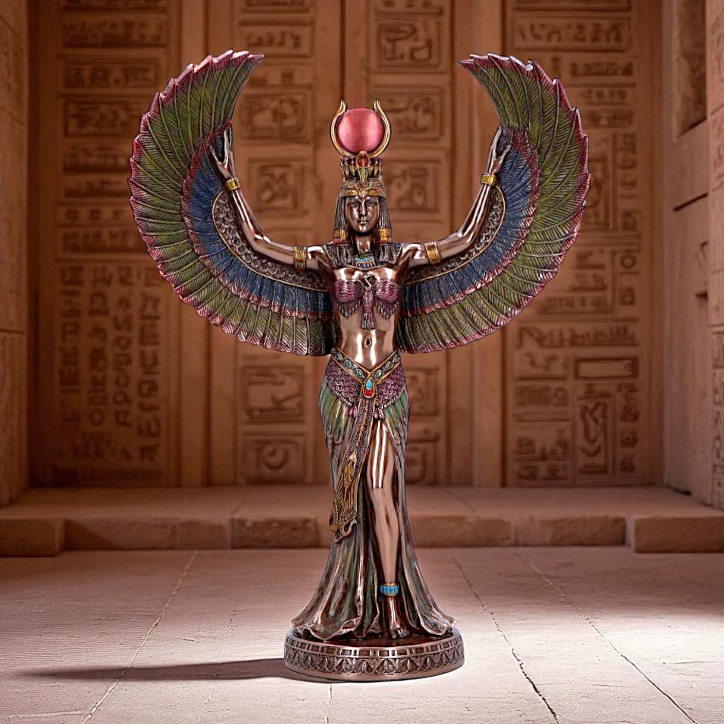 Isis Goddess Figurine Egyptian Magic Wisdom Motherhood Statue Winged decor