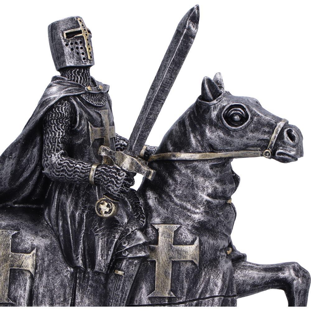 Medieval Templar Knight Horseback Figurine Gothic Crusader Historical Ornament