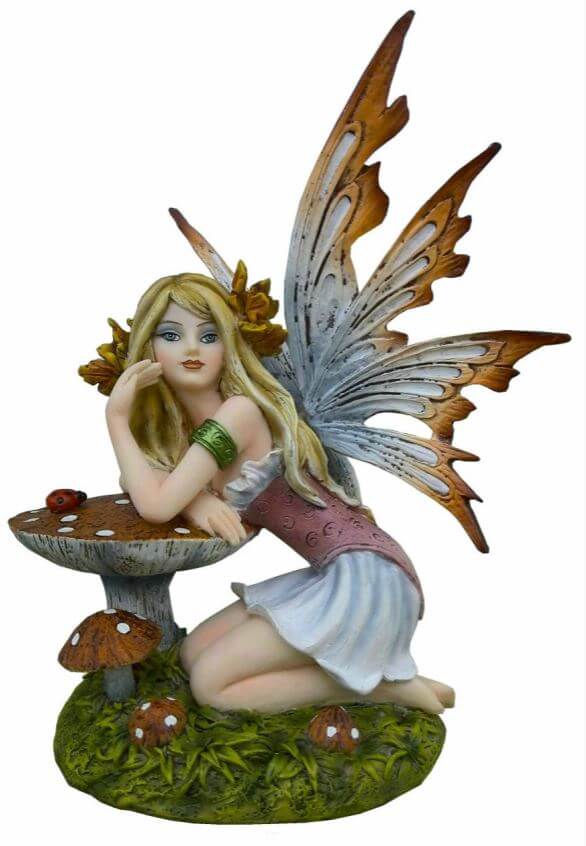 Fairy Resting on Toadstool Figurine Fantasy Fairies Figure Mythical Sculpture