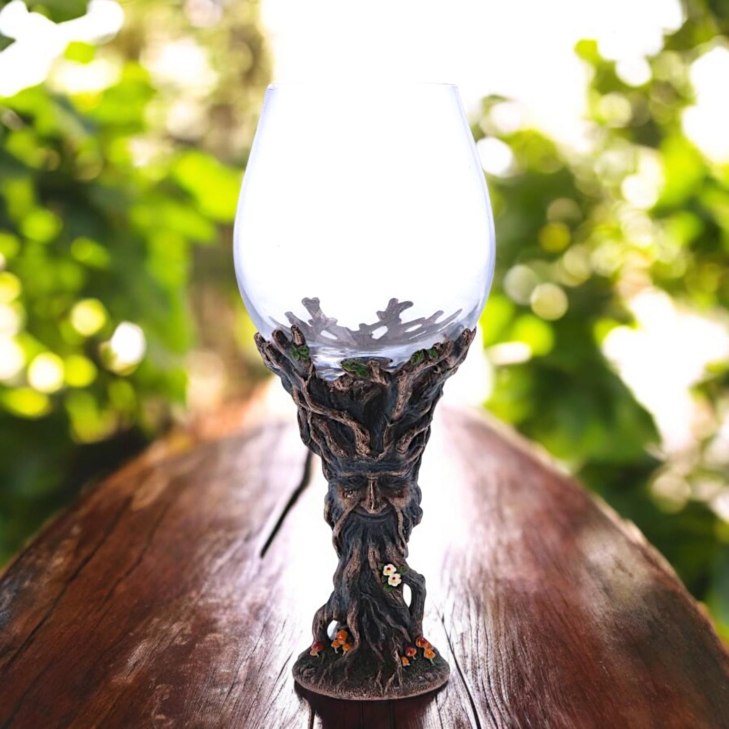 Spirit of the Forest Goblet Ancient Green Man Chalice Pagan Glass Wiccan Decor
