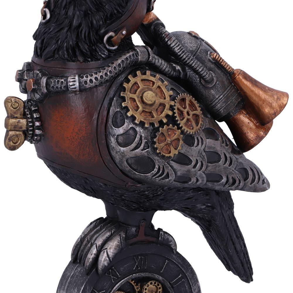 Steampunk Raven Statue - Victorian Mechanical Bird Figurine Gothic Home Decor 24cm