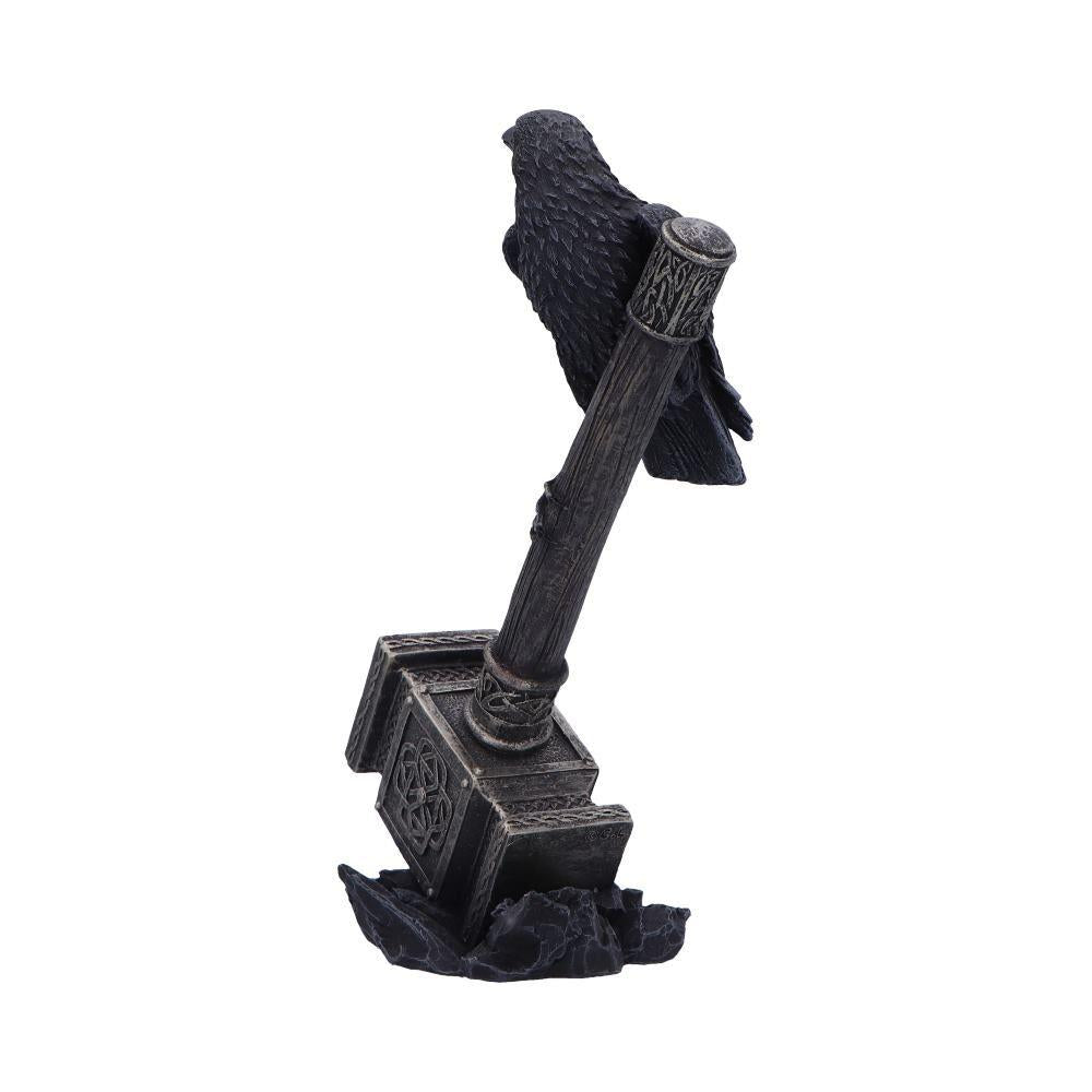 Thor's Hammer with Raven Viking Figurine Norse Mythology Valhalla Statue 23cm