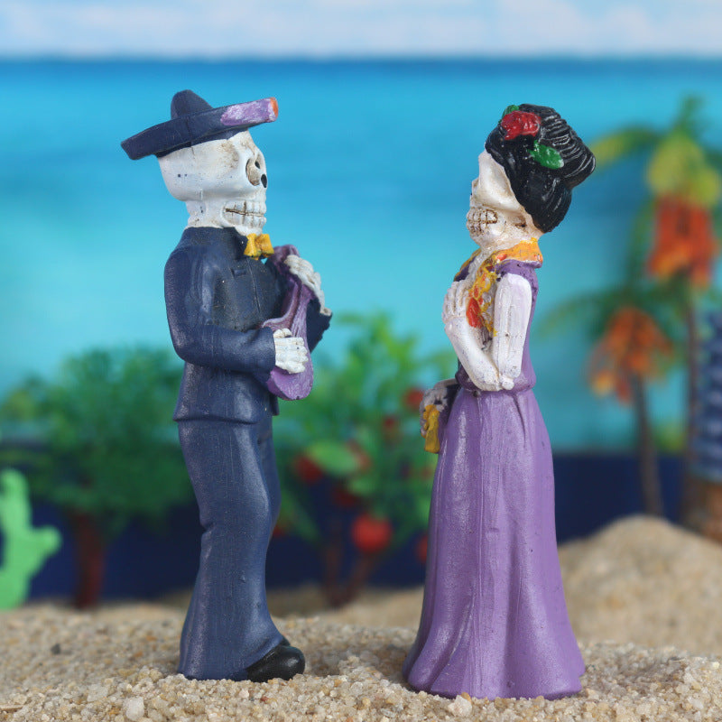 Zombie Skull Couple Halloween Sand Table Sandware Resin Crafts Decoration