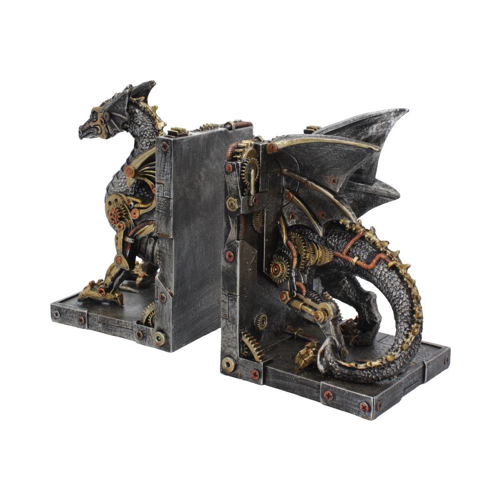 Gothic Steampunk Dragon Bookends Fantasy Figurines Mythical Creatures Decor