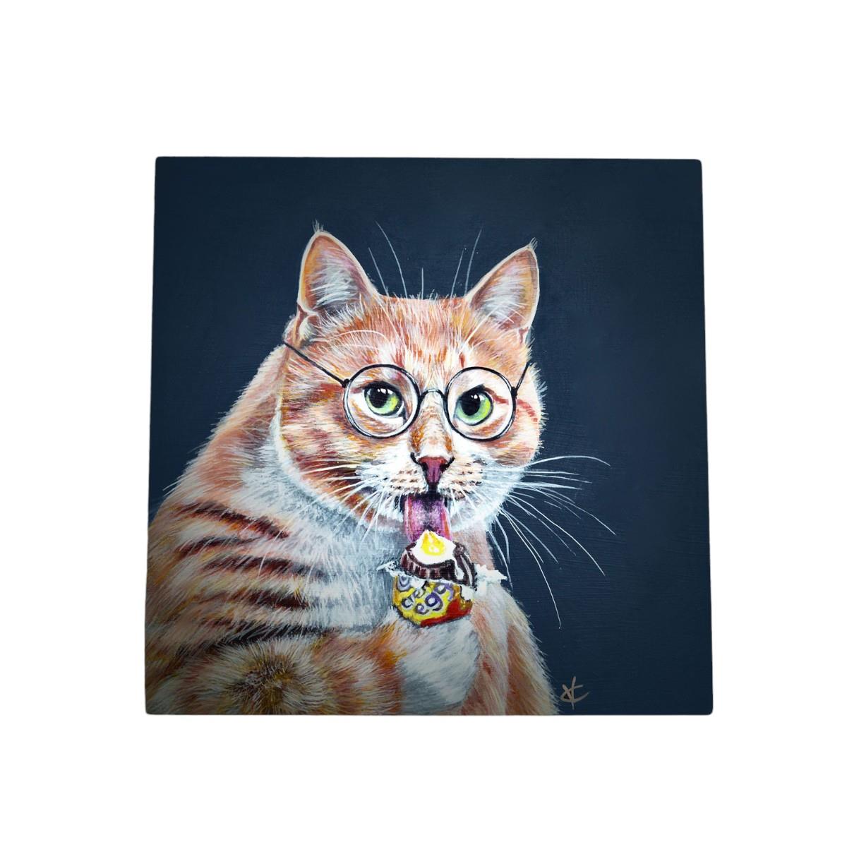 Colin’ Cat Ceramic Tile by Victoria Coleman – 20x20cm Wall Art