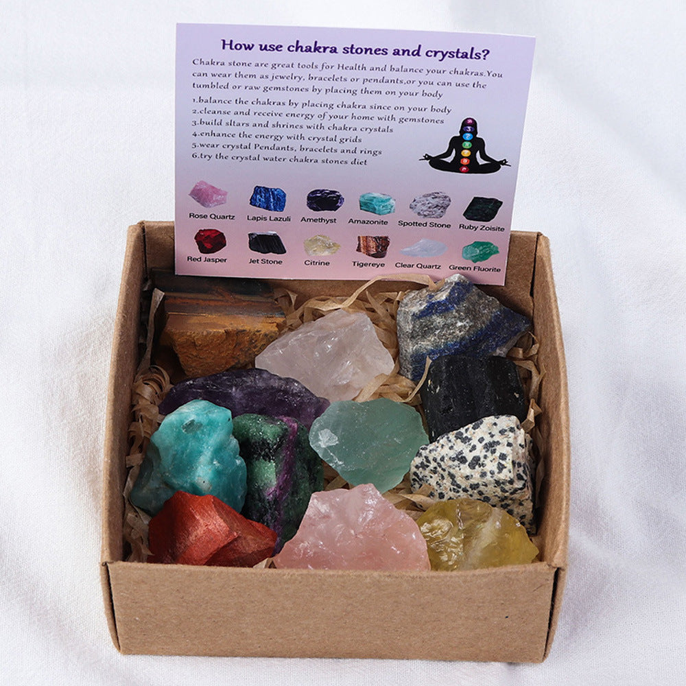 Natural Crystal Original Stone Set Energy Crystal Unpolished Semi Precious Amethyst Gift Box