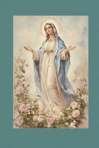 Blessed Virgin Mary Metal Religious Plaque – Christian Decor Madonna Artwork Sign