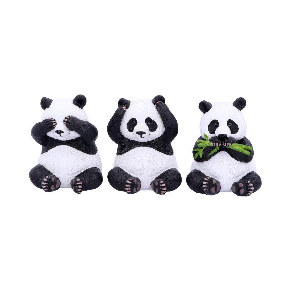 3 Wise Panda Figurines Animal Sculptures See No Hear No Speak No Evil Ornament