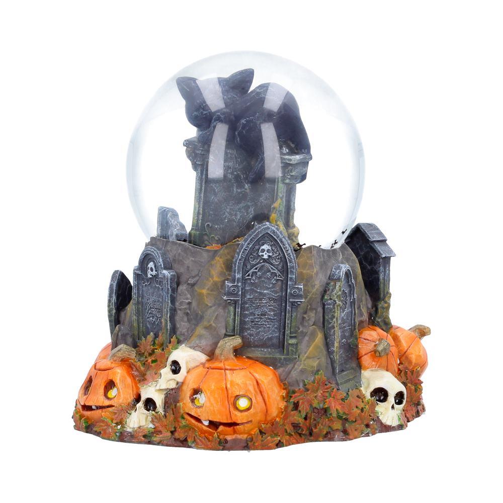 Halloween Black Cat Snow Globe Pumpkin Graveyard Skull Gothic Ornament