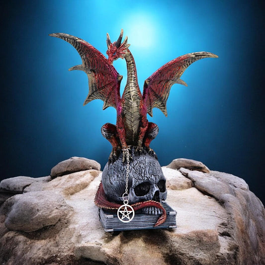 Nemesis Now Gothic Red Dragon and Skull Resin Figurine - Boxed Fantasy Decor