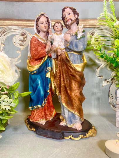 Exquisite Holy Family Sculpture: Revered Virgin Mary, Joseph and Jesus Statue for Spiritual Home-Osiris Craftworks