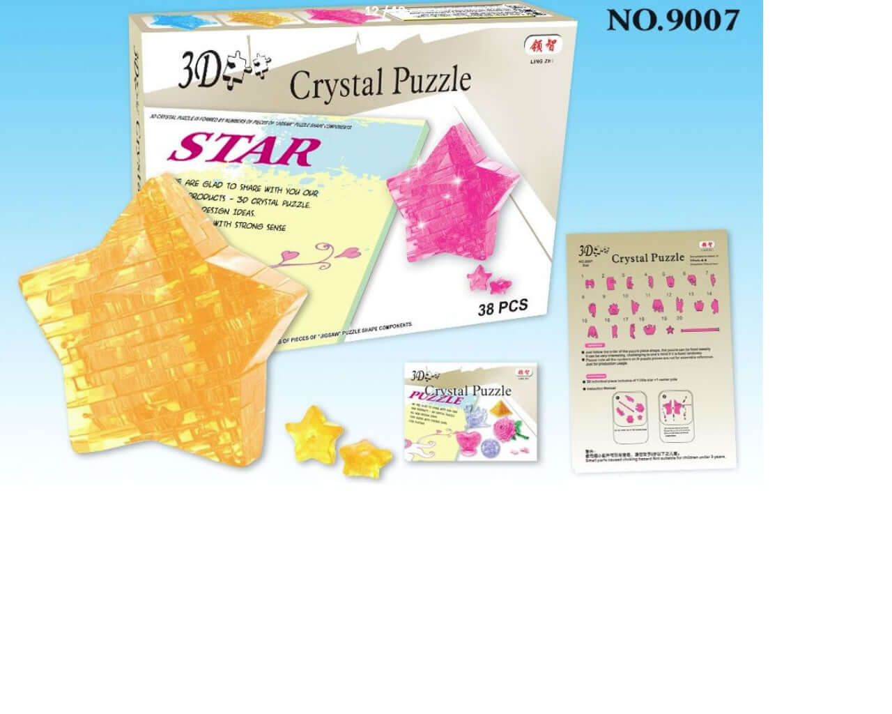 Creative Crystal Star Puzzle Decoration 38 Pieces Building Blocks 2 Colours