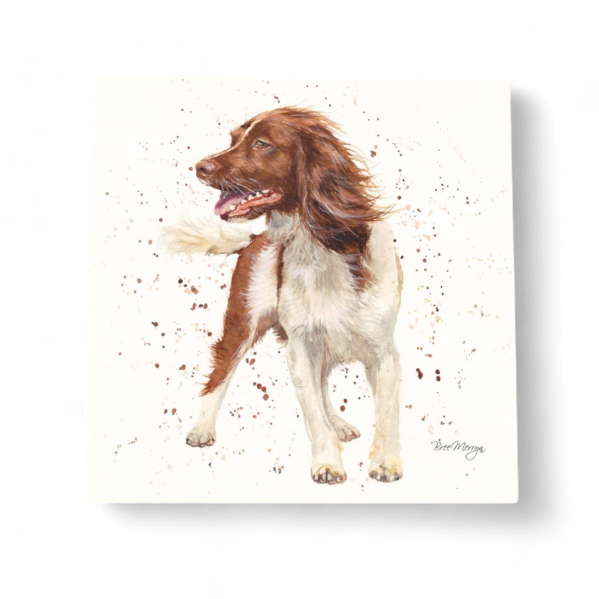 STORM SPRINGER SPANIEL Ceramic Art Tile by Bree Merryn - 20x20 cm Wall Décor - Ready to Hang