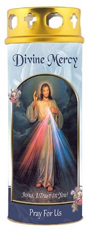 Divine Mercy Candle with Windproof Cap - Height 16.5 cm | Prayer Candle | Jesus I Trust In You | Catholic Devotional