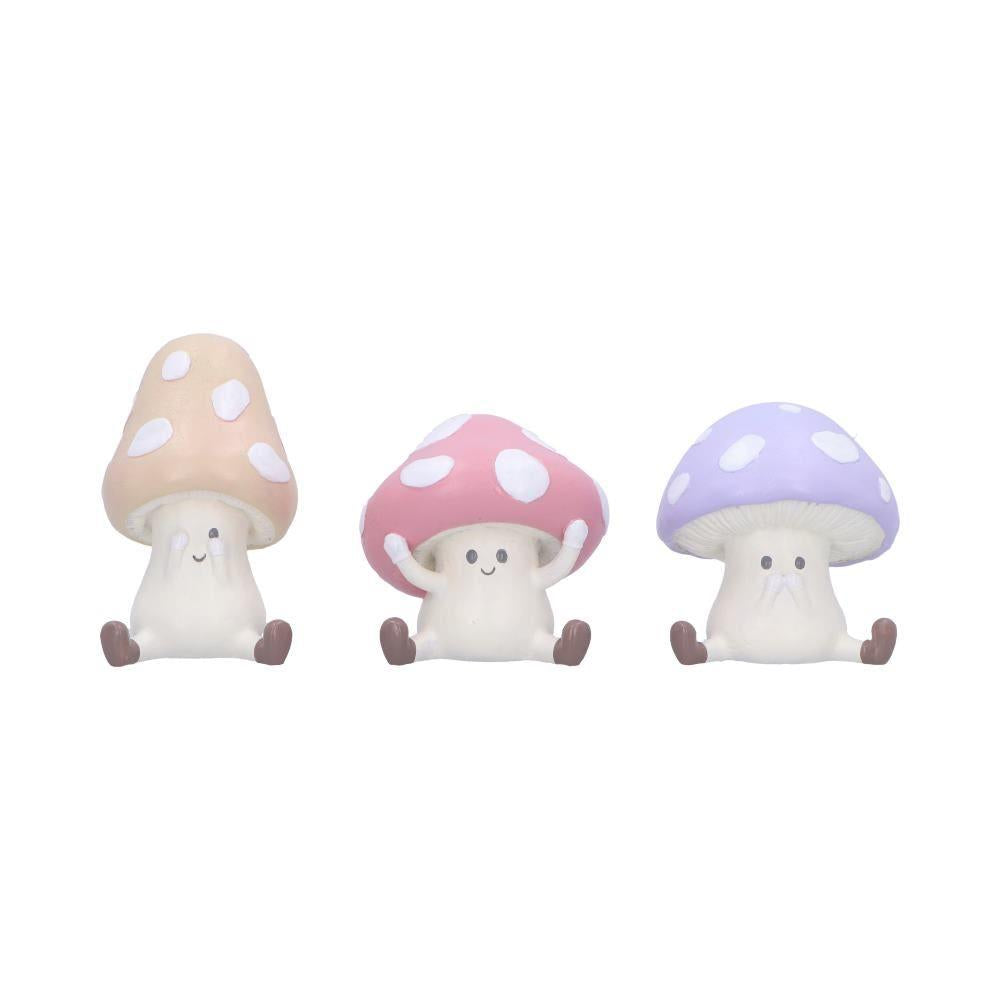3 Adorable Wise Toadstools Figurines Cute Whimsical See No Hear No Speak No Evil