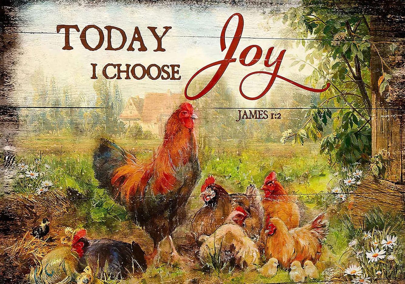 Rustic Christian Today I Choose Joy Metal Sign Farmhouse Wall Decor Gift