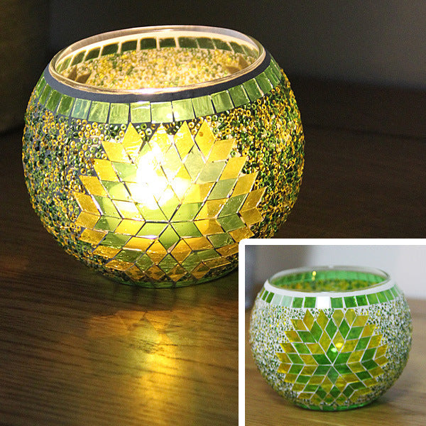 Mosaic glass candle holder