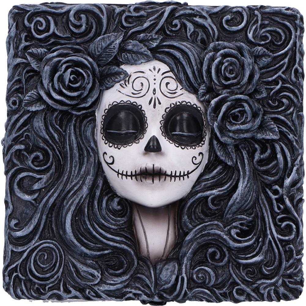 Gothic Day of the Dead Trinket Box Sugar Skull Storage Box  Flor de Muerte Altar