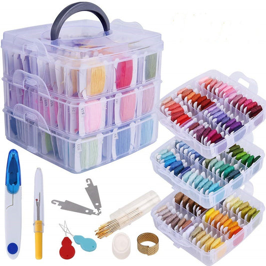 150-Color Embroidery Thread Kit with Accessories - Includes Winding Plates, Storage Box, and Essential Sewing Tools for Cross Stitch and Craft Projects