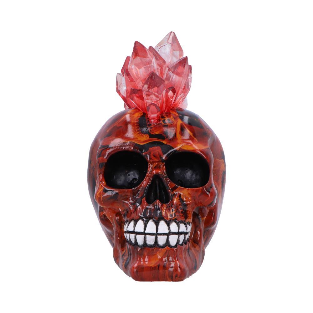 Red Crystal LED Skull with Mohawk Gothic Punk Statue Horror Fantasy Figurine Art