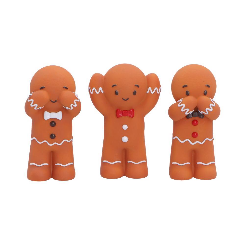 Gingerbread Three Wise Statues 9cm See Hear Speak No Evil Xmas Table Decorations
