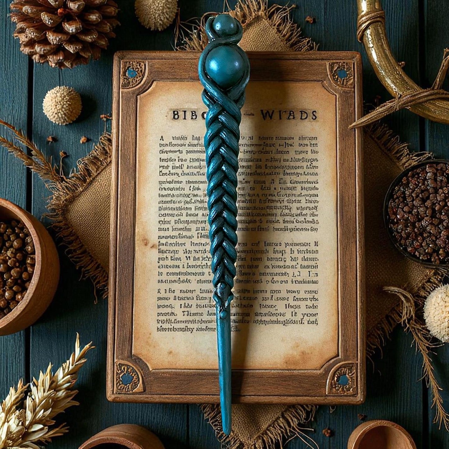 Witchy Wand Resin 24cm | Handcrafted Occult Prop | Wiccan Ritual Magic Wand | Gothic Pagan Collectible Gift