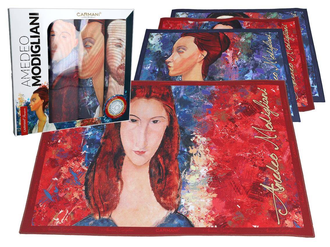 Set of 4 Table Mats Amedeo Modigliani Placemats Museum Reproduction Art Inspired Home Decoration