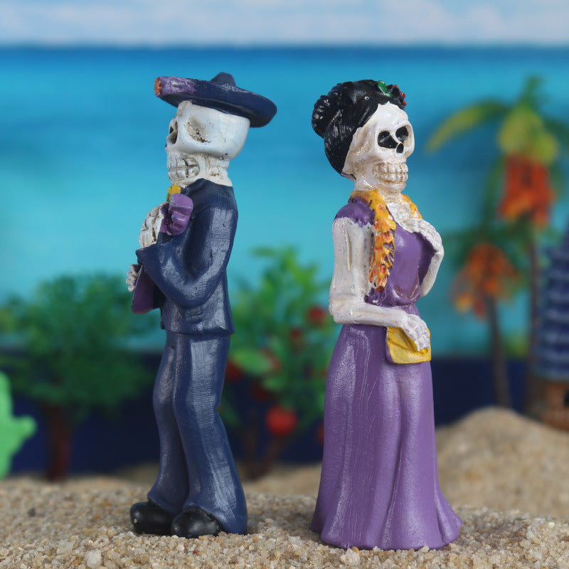 Zombie Skull Couple Halloween Sand Table Sandware Resin Crafts Decoration