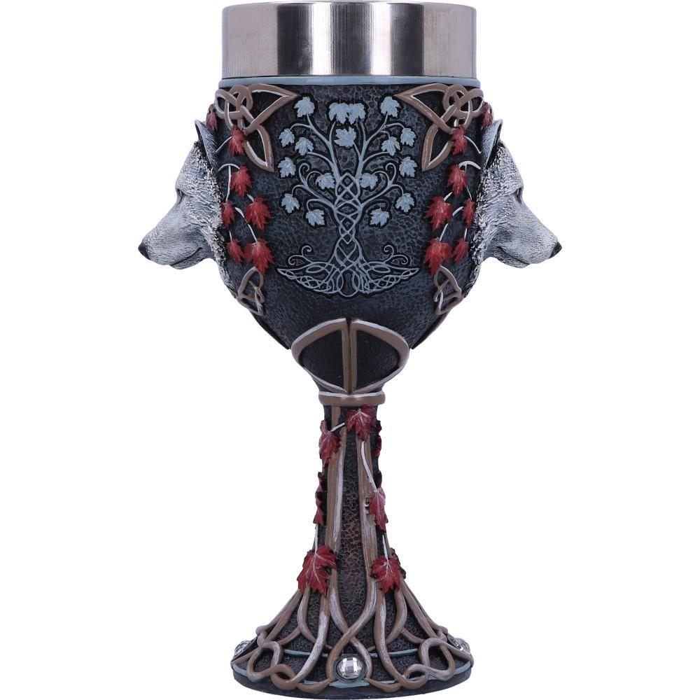 Lisa Parker Guardian of the Fall Goblet – Autumn Wolf Gothic Chalice 19.5cm