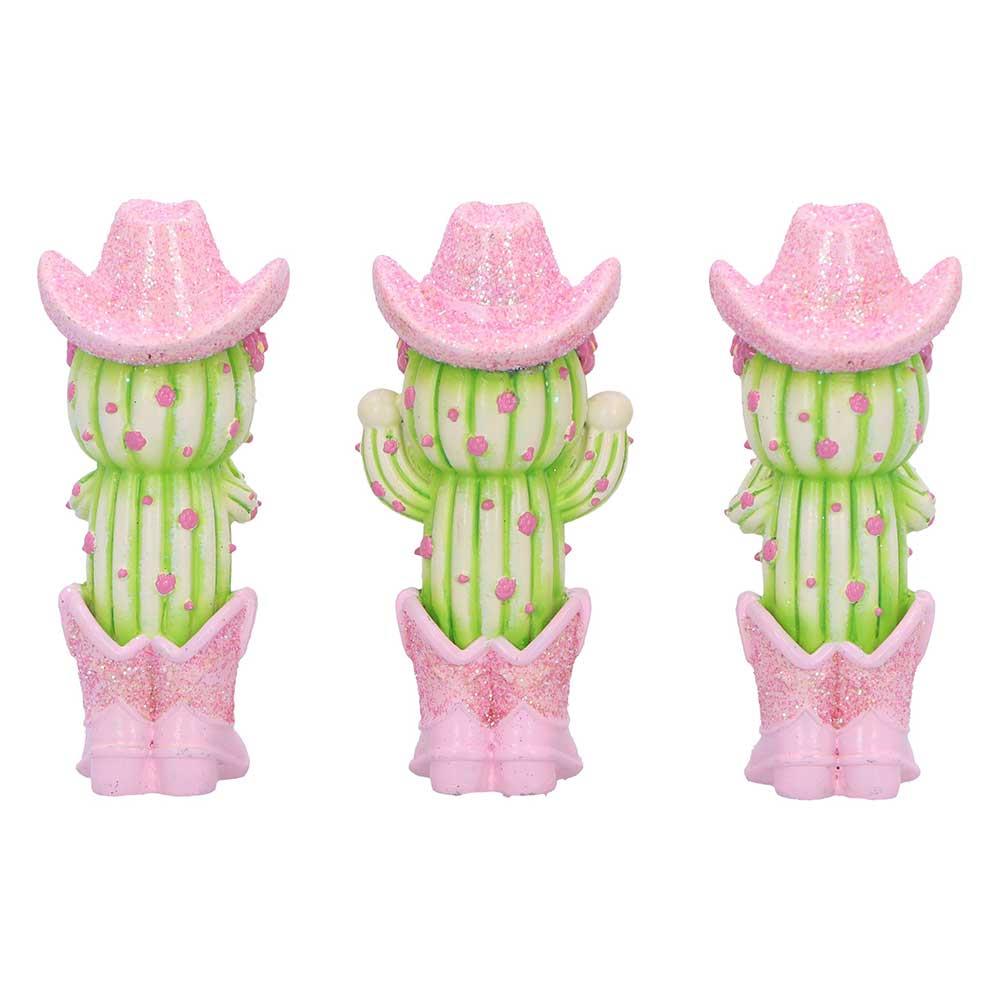 Three Wise Cactus Figurines Cute Novelty Ornament See Hear Speak Evil Decor