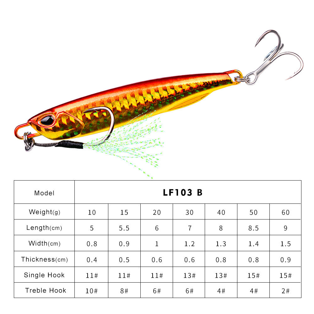 Luya Bait Submerged Tossing Lure Iron Plate Luminous Fish Lead With Treble Hook