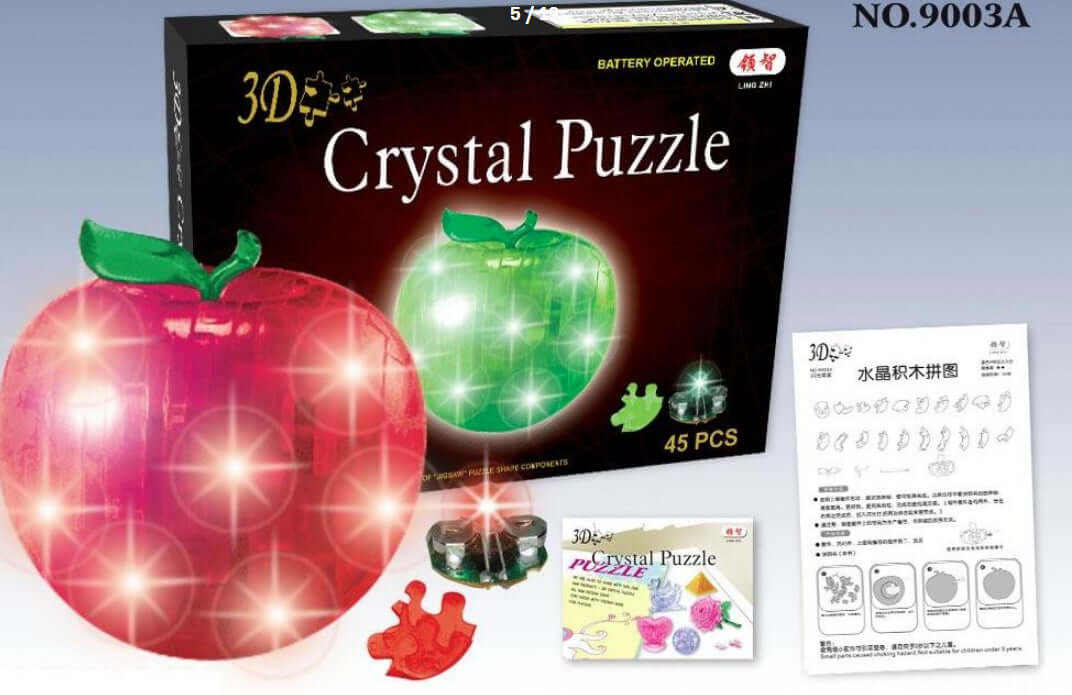 Creative 3D Crystal Puzzle LED Light Apple Decoration 46 Pieces Building Blocks 2 Colours