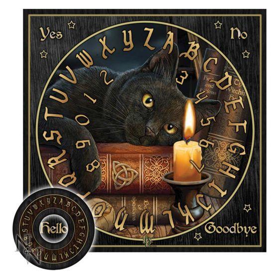 Witching Hour Spirit Board - MDF Gothic Black Cat Ouija Board Decor, Mystic Divination